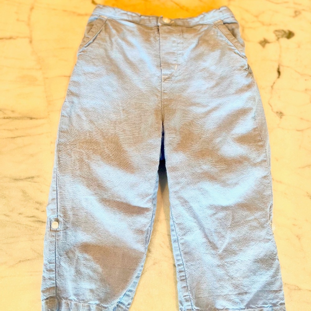 Janie and Jack Light Blue Linen & Cotton Pants lined with 100% Cotton